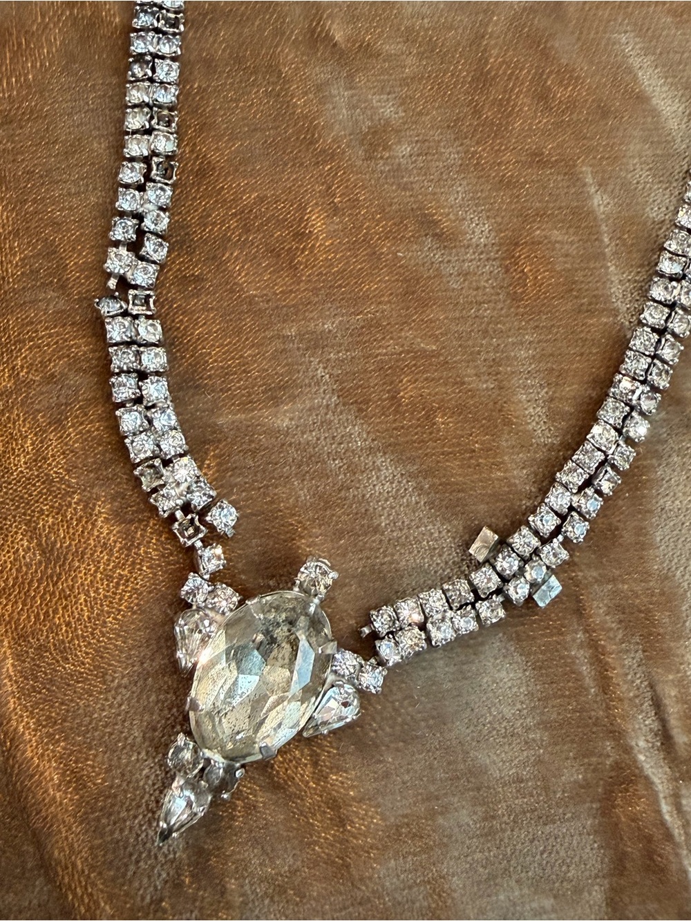 Vintage Kramer of New York Rhinestone Necklace As Is Repair